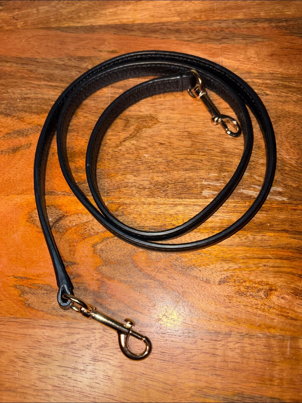 Coach Smooth Black Leather Gold Brass Clip On Replacement Strap
